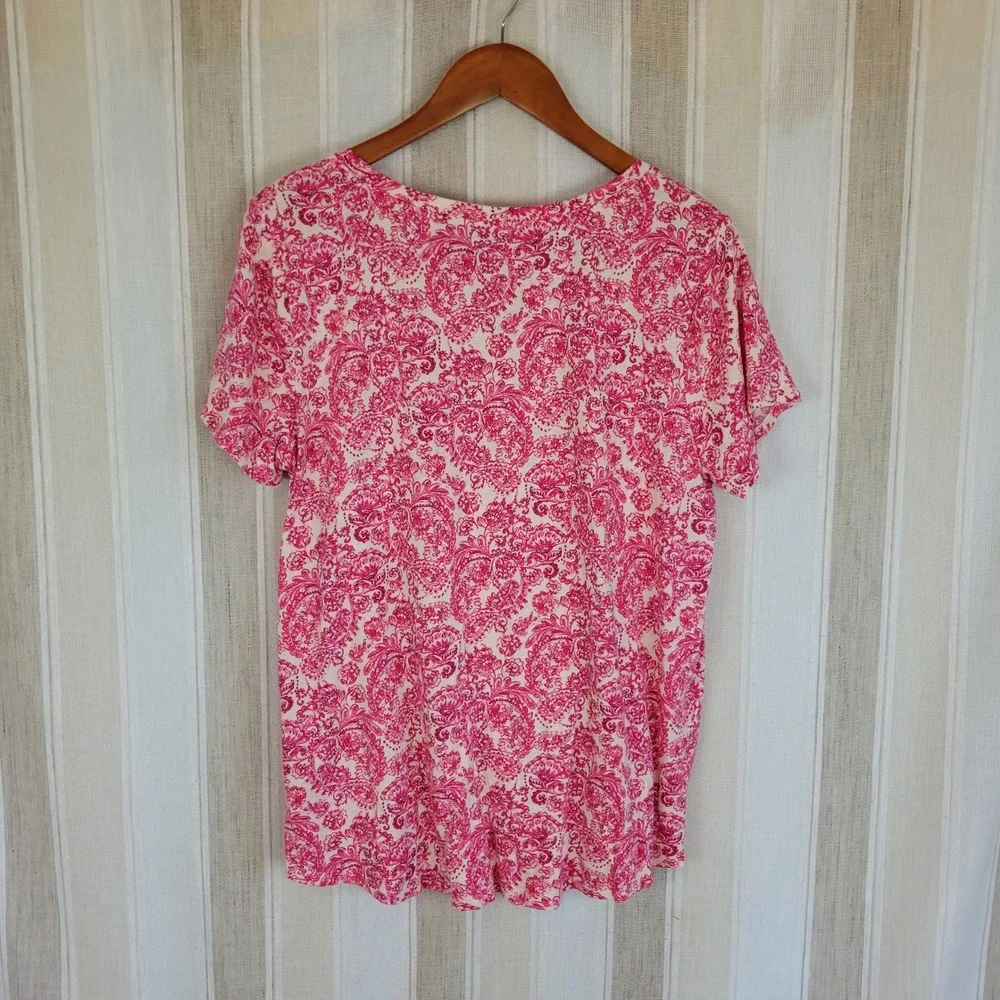 J. Jill Sleep Ultrasoft Pajamas Set Pink Floral Paisley Size Medium Cotton Modal